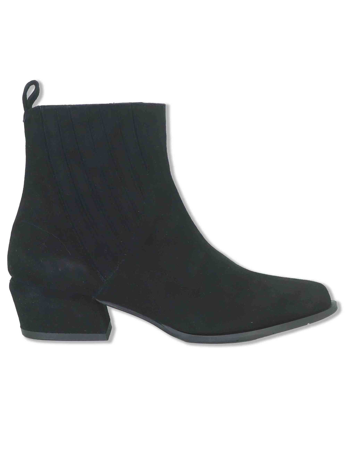 Stivaletti donna in camoscio nero con zip interna tacco fasciato e punta a punta SP2615 001 Spatarella 
