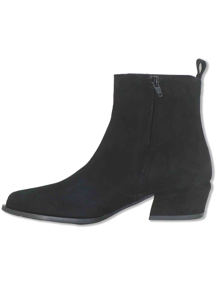 Stivaletti donna in camoscio nero con zip interna tacco fasciato e punta a punta SP2615 001 Spatarella 