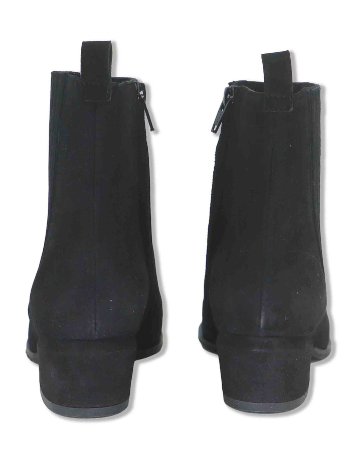 Stivaletti donna in camoscio nero con zip interna tacco fasciato e punta a punta SP2615 001 Spatarella 