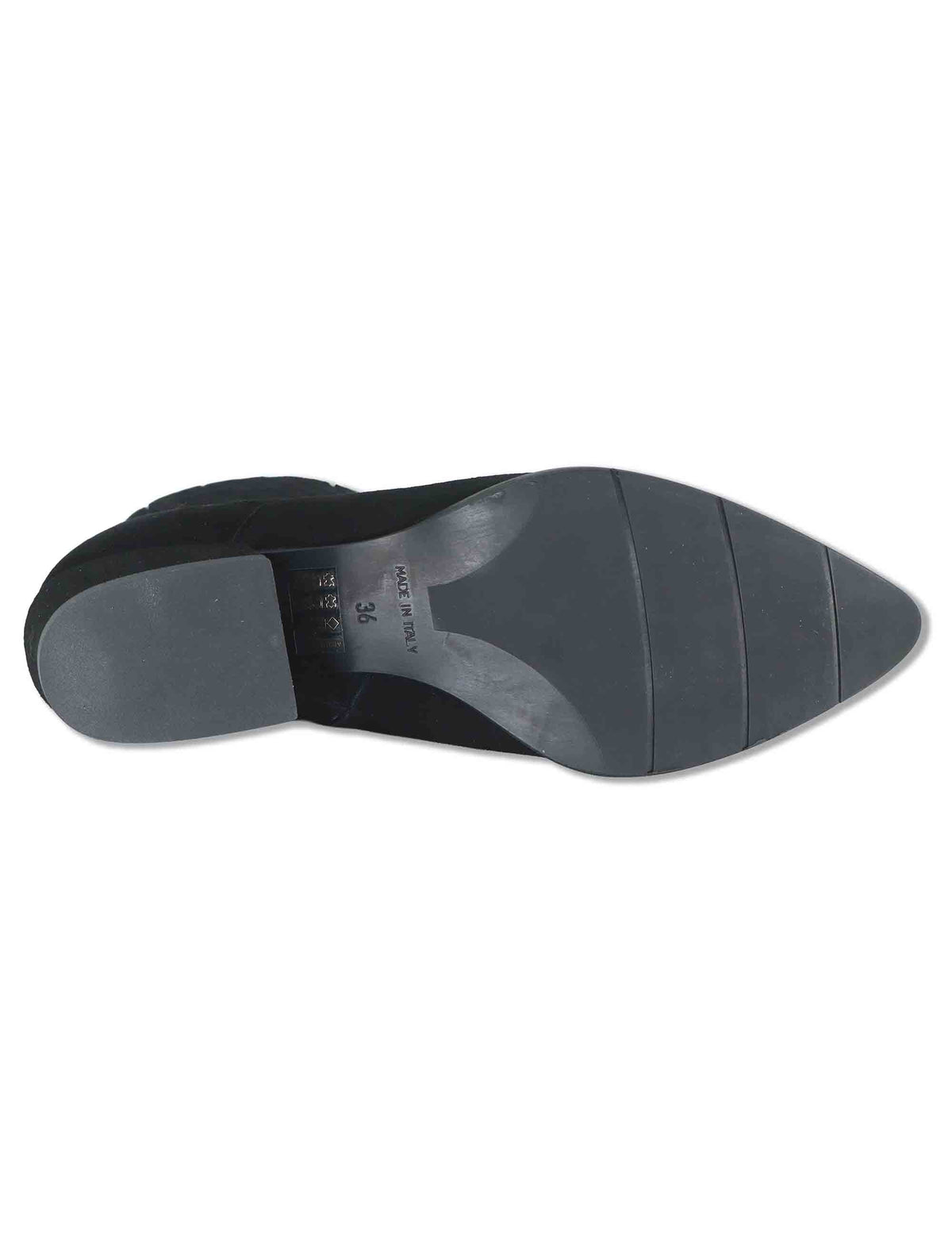 Stivaletti donna in camoscio nero con zip interna tacco fasciato e punta a punta SP2615 001 Spatarella 
