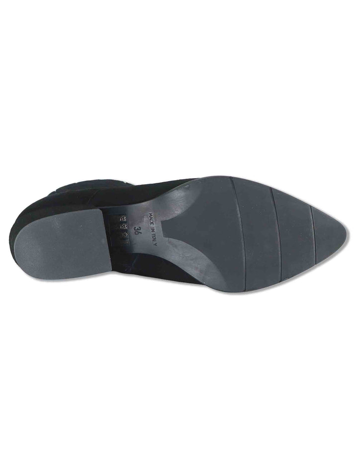 Stivaletti donna in camoscio nero con zip interna tacco fasciato e punta a punta SP2615 001 Spatarella 
