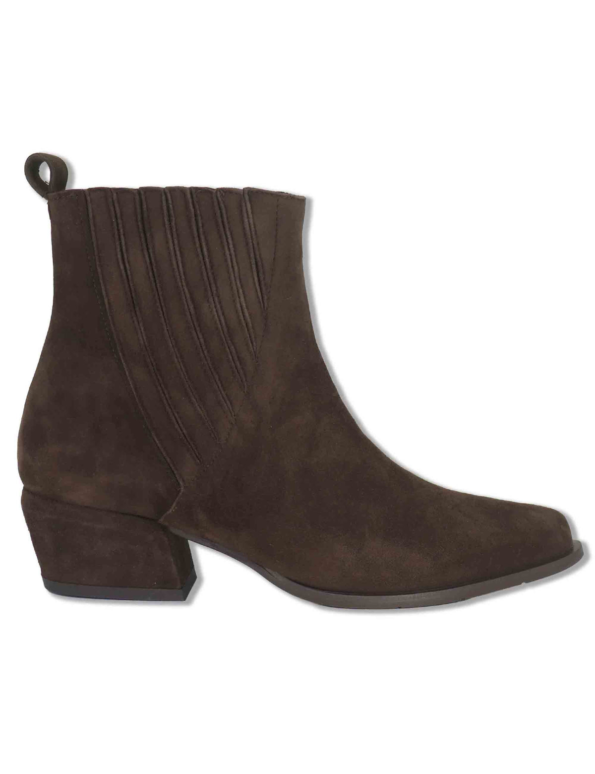 Stivaletti donna in camoscio marrone con zip interna tacco fasciato e punta a punta SP2615 029 Spatarella 