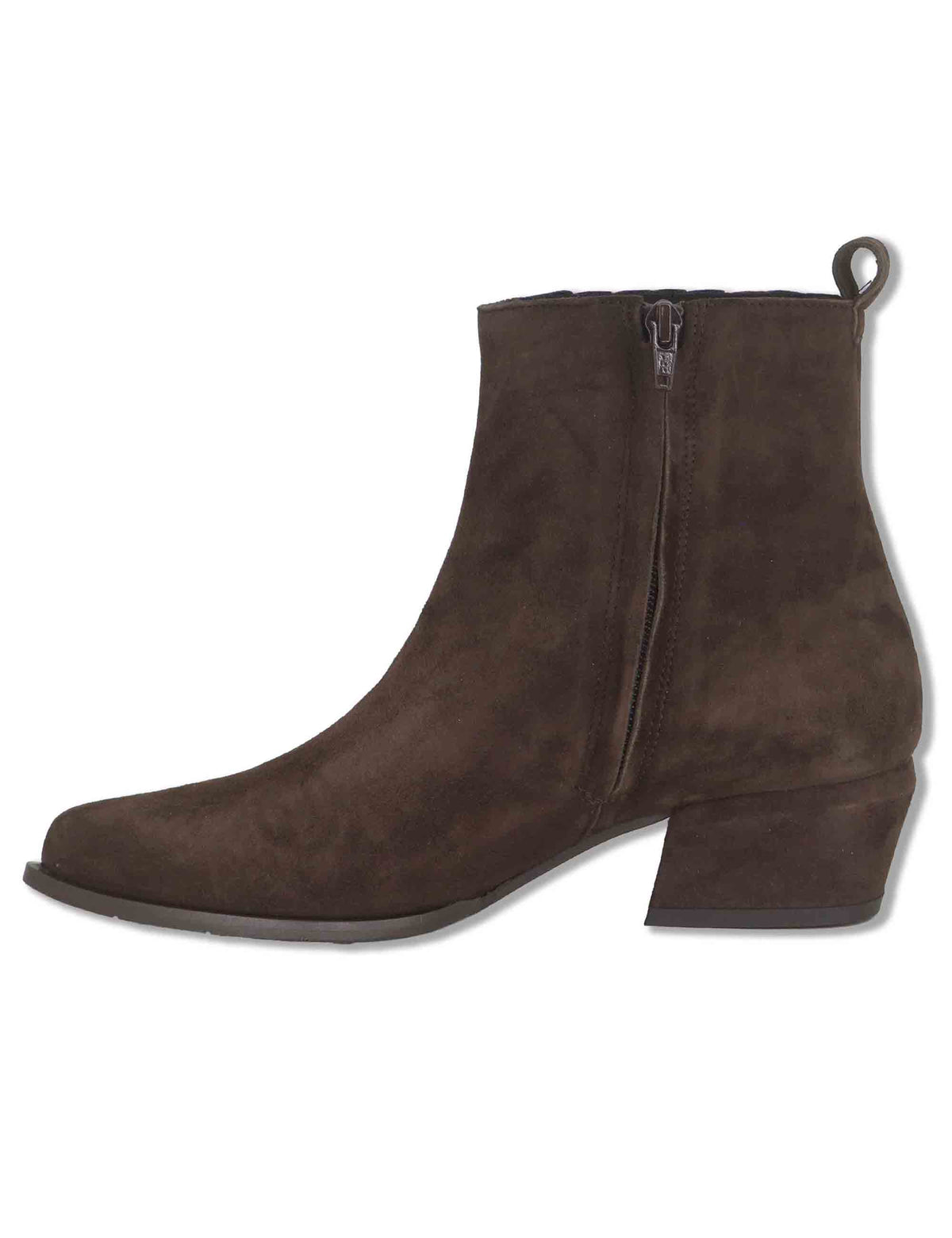 Stivaletti donna in camoscio marrone con zip interna tacco fasciato e punta a punta SP2615 029 Spatarella 
