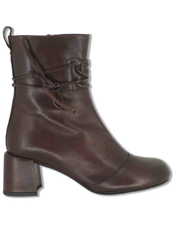 Stivaletti donna in pelle marrone con lacci alla caviglia zip interna tacco alto e punta tonda SP2638 029 Spatarella 