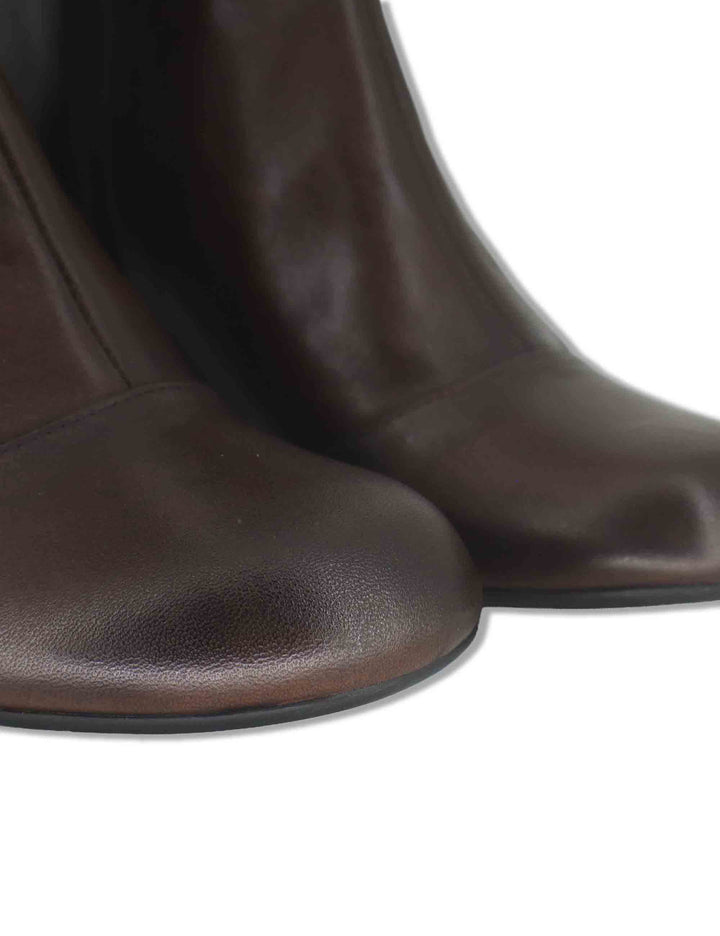 Stivaletti donna in pelle marrone con lacci alla caviglia zip interna tacco alto e punta tonda SP2638 029 Spatarella 