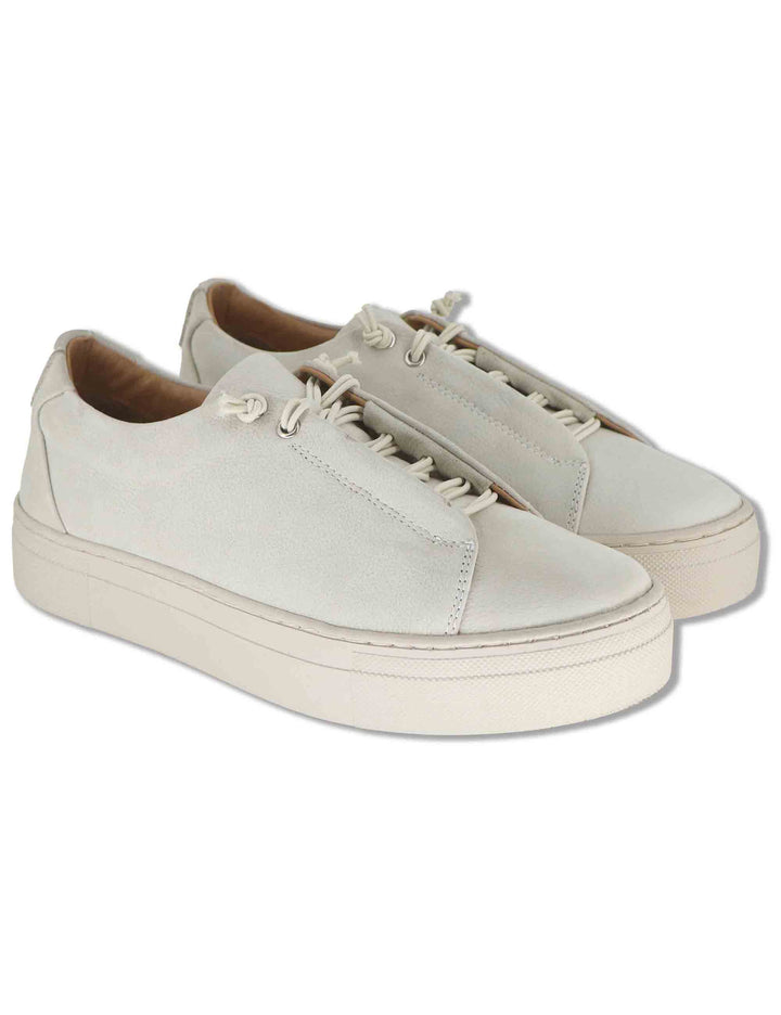 Sneakers donna in pelle nabuk off white con elastici e suola leggera SP70034 200 Spatarella 