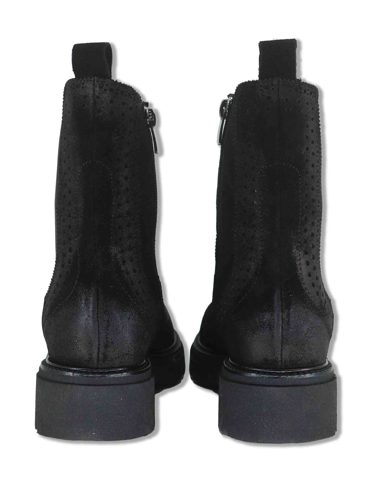 Stivaletti beatles donna in camoscio nero con impunture allinglese e punta tonda SP70376 001 Spatarella 
