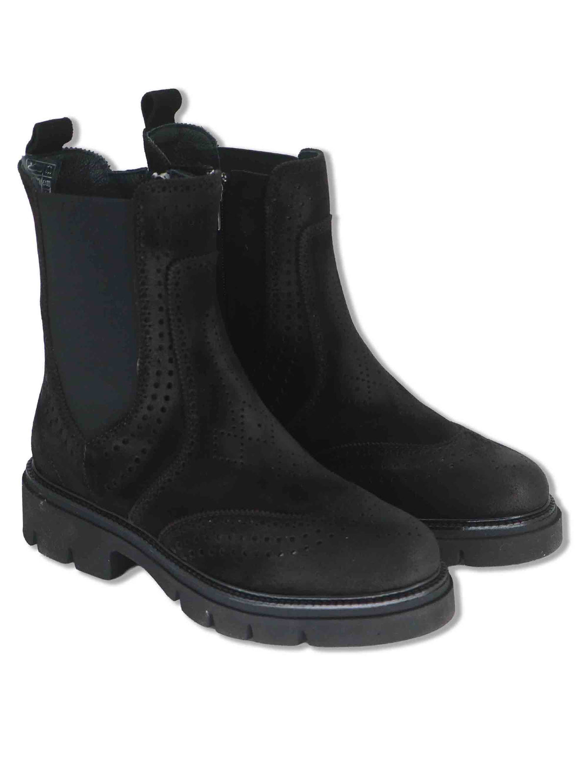 Stivaletti beatles donna in camoscio marrone con impunture allinglese e punta tonda SP70376 015 Spatarella 