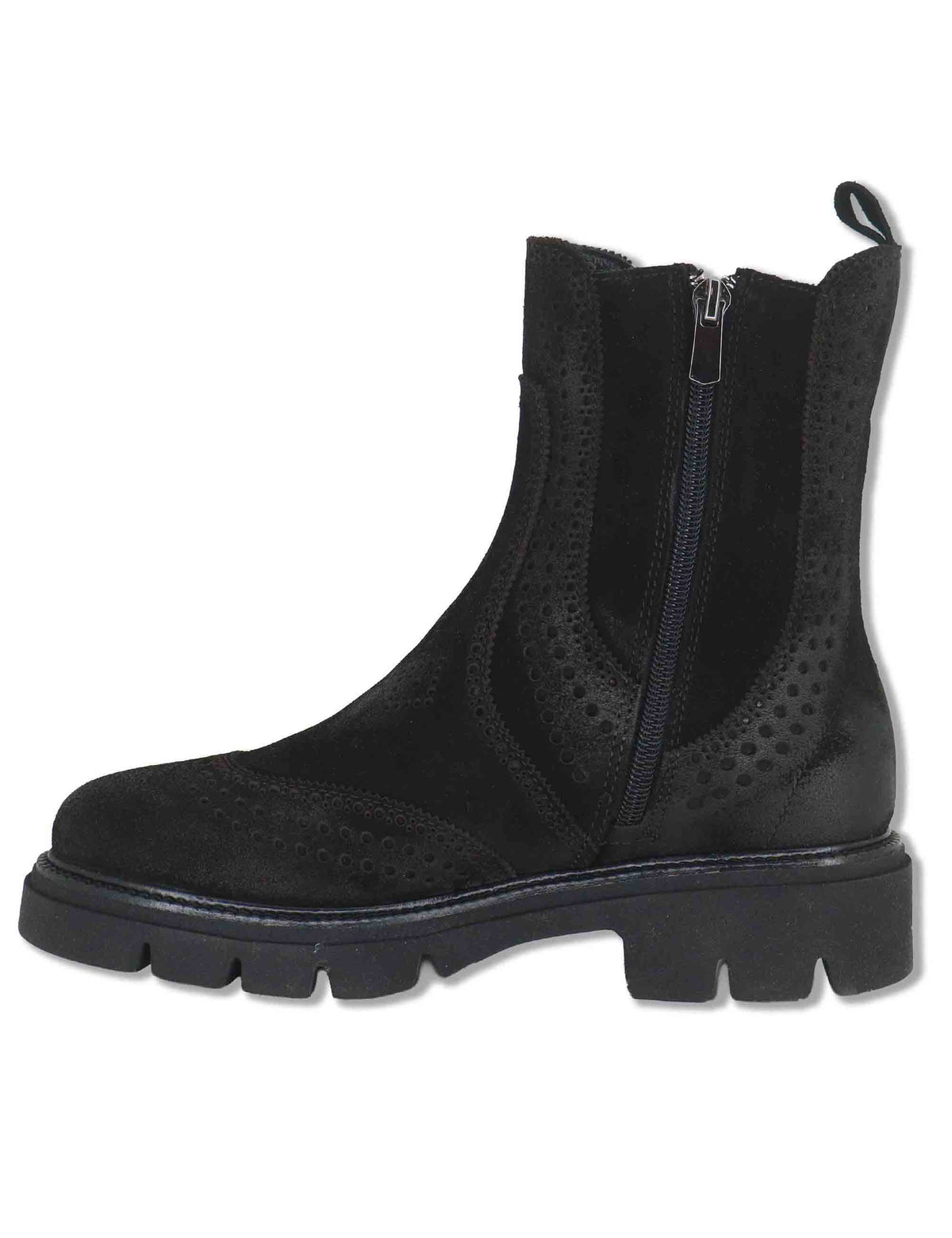 Stivaletti beatles donna in camoscio marrone con impunture allinglese e punta tonda SP70376 015 Spatarella 