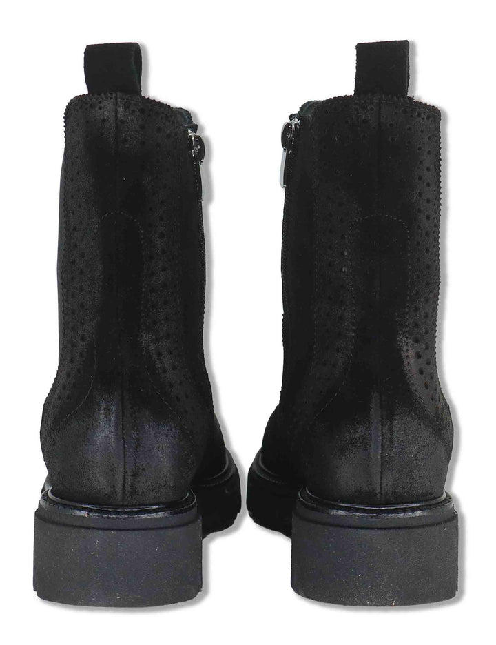 Stivaletti beatles donna in camoscio marrone con impunture allinglese e punta tonda SP70376 015 Spatarella 