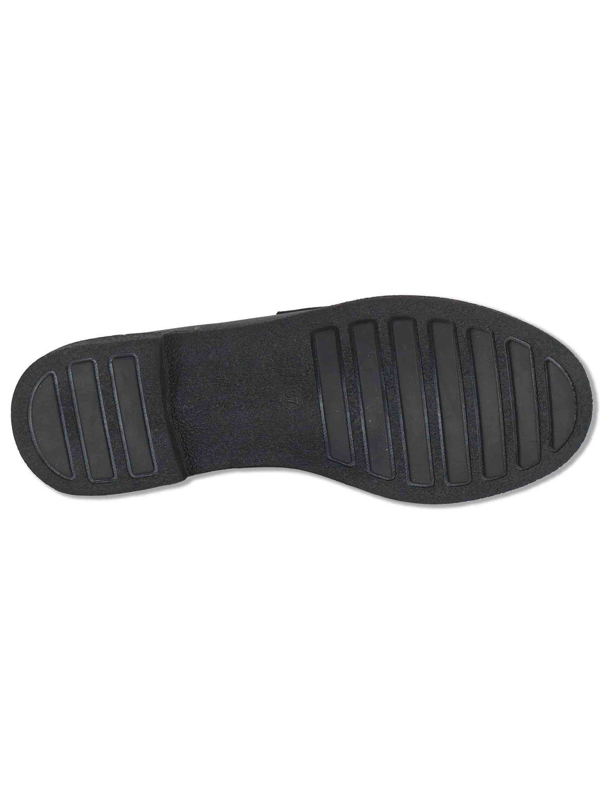 Mocassini donna in pelle nera con frange e auola in gomma con tacco basso SP70450 001 Spatarella 
