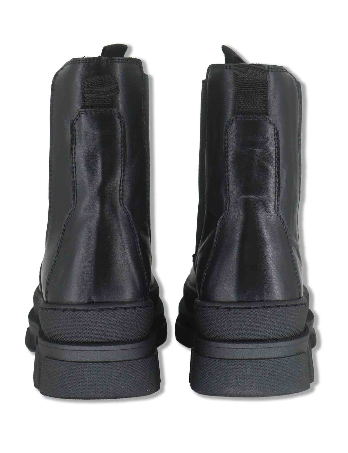 Stivaletti beatles donna in pelle ingrassata nera con elastici laterali punta tonda e suola carrarmato SP70655 001 Spatarella 