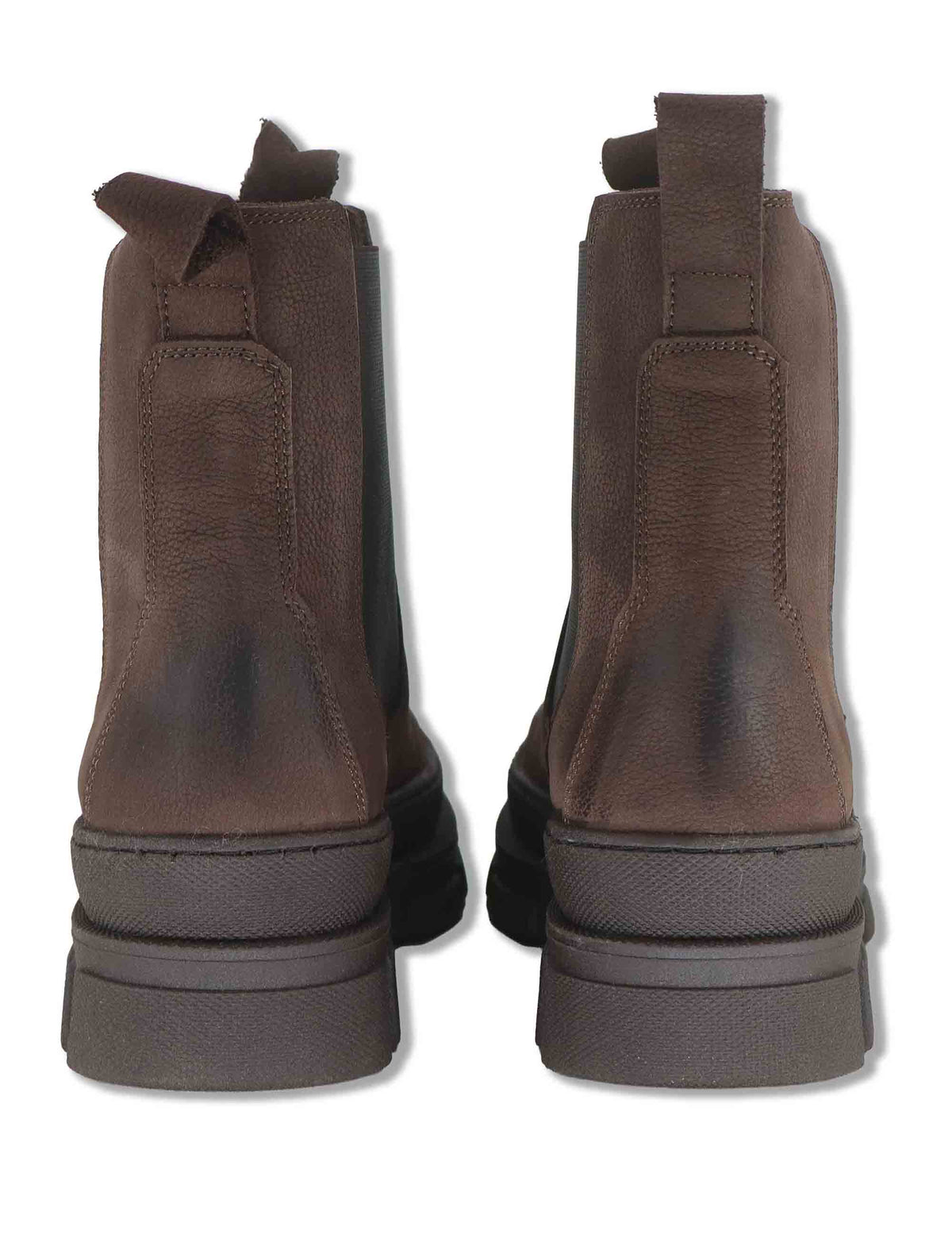 Stivaletti beatles donna in pelle ingrassata marrone con elastici laterali punta tonda e suola carrarmato SP70655 014 Spatarella 