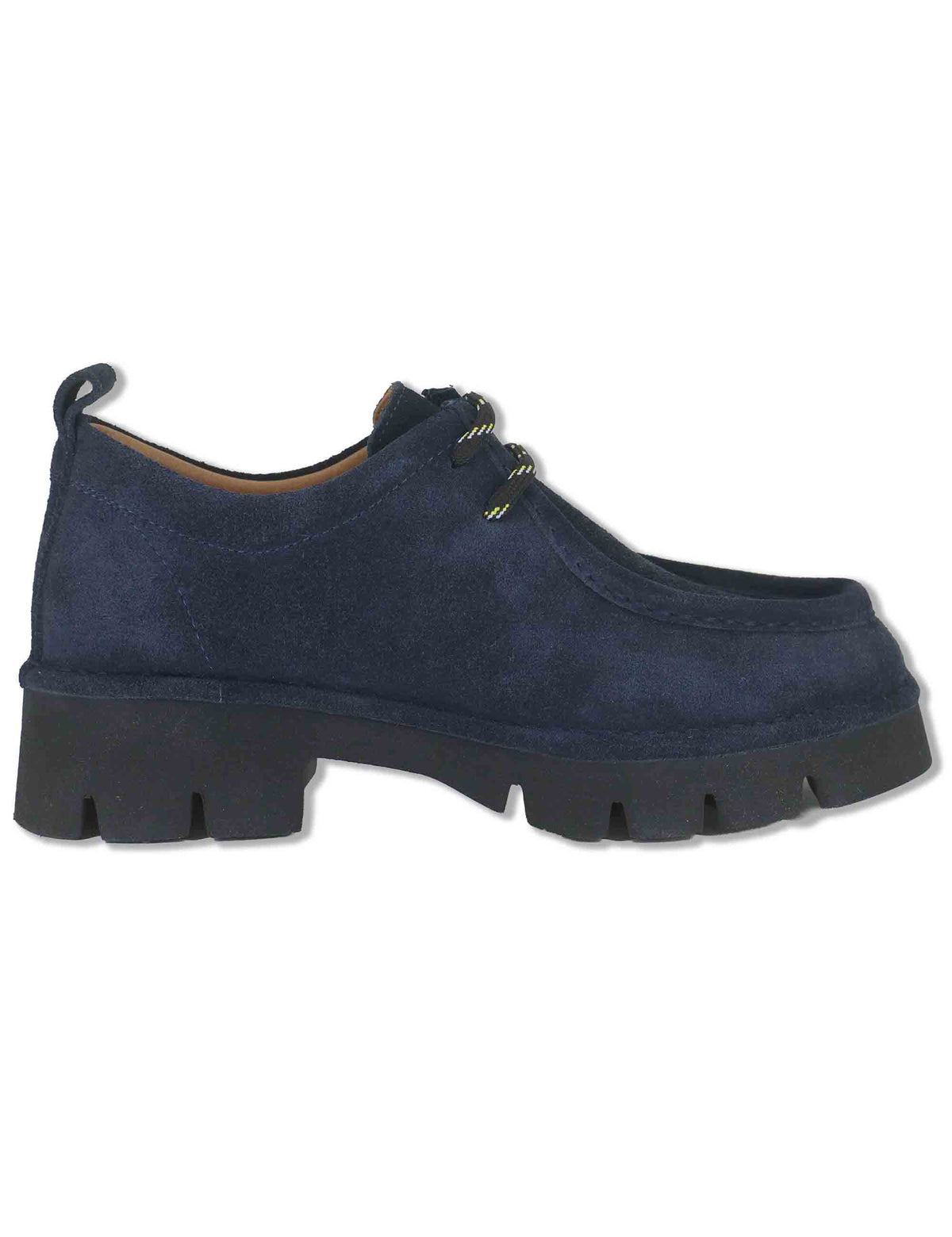 Stringate donna in nabuk blu con vaschettone cucito e suola alta in gomma SP70752 002 Spatarella 