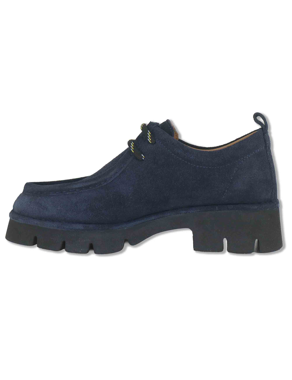 Stringate donna in nabuk blu con vaschettone cucito e suola alta in gomma SP70752 002 Spatarella 
