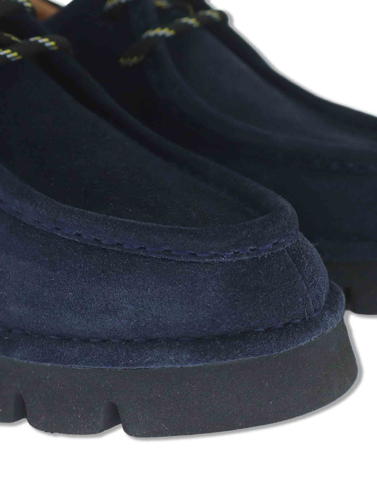 Stringate donna in nabuk blu con vaschettone cucito e suola alta in gomma SP70752 002 Spatarella 