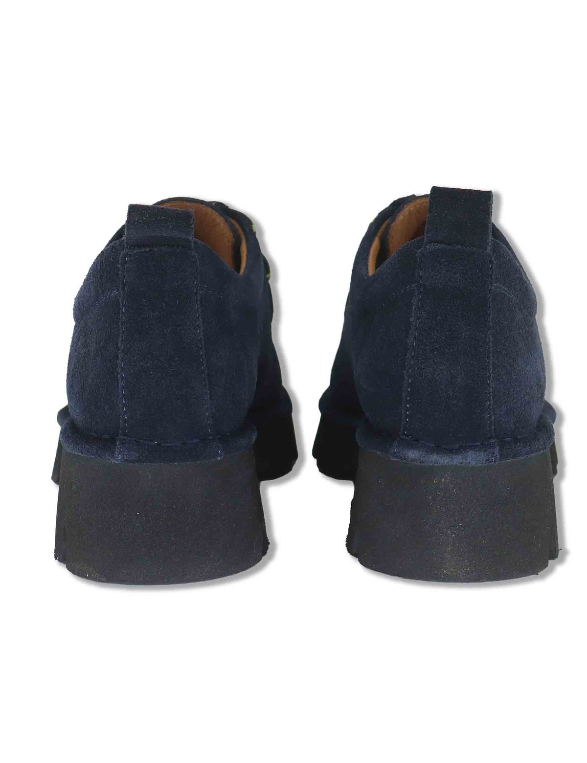 Stringate donna in nabuk blu con vaschettone cucito e suola alta in gomma SP70752 002 Spatarella 