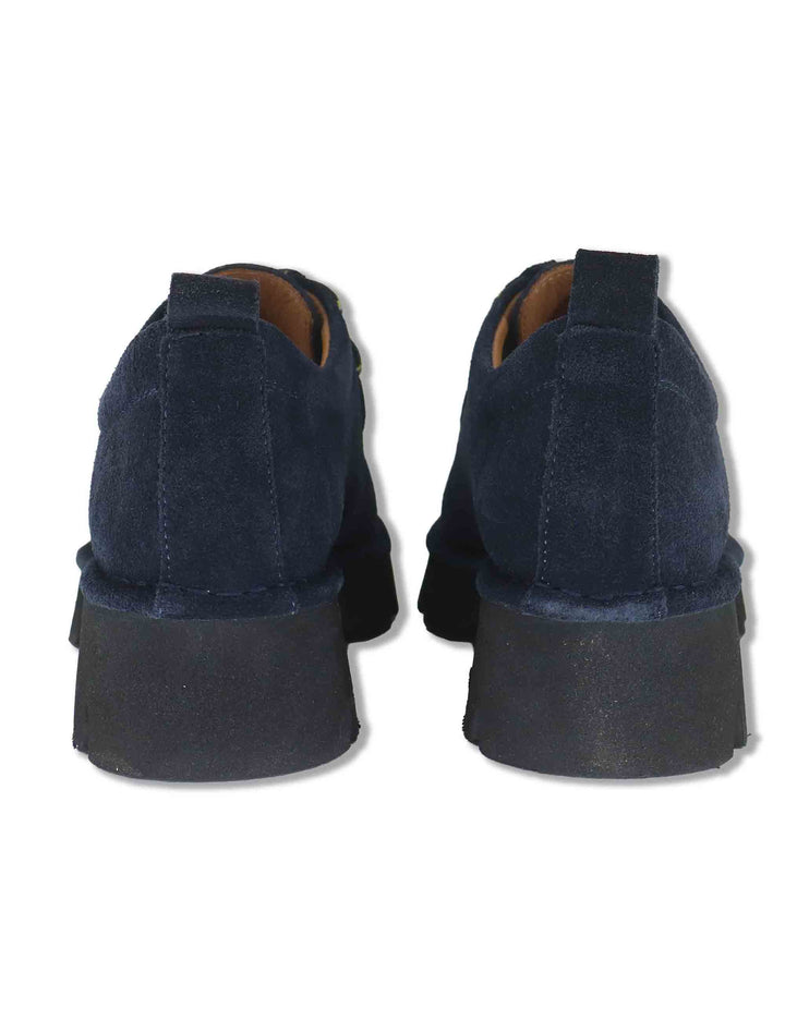 Stringate donna in nabuk blu con vaschettone cucito e suola alta in gomma SP70752 002 Spatarella 