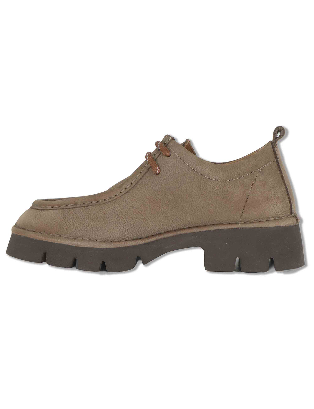 Stringate donna in nabuk taupe con vaschettone cucito e suola alta in gomma SP70752 012 Spatarella 