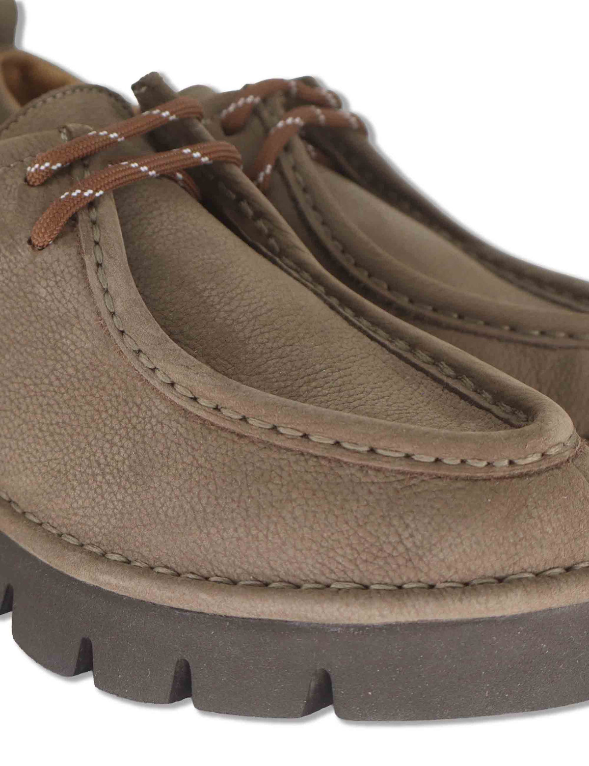 Stringate donna in nabuk taupe con vaschettone cucito e suola alta in gomma SP70752 012 Spatarella 