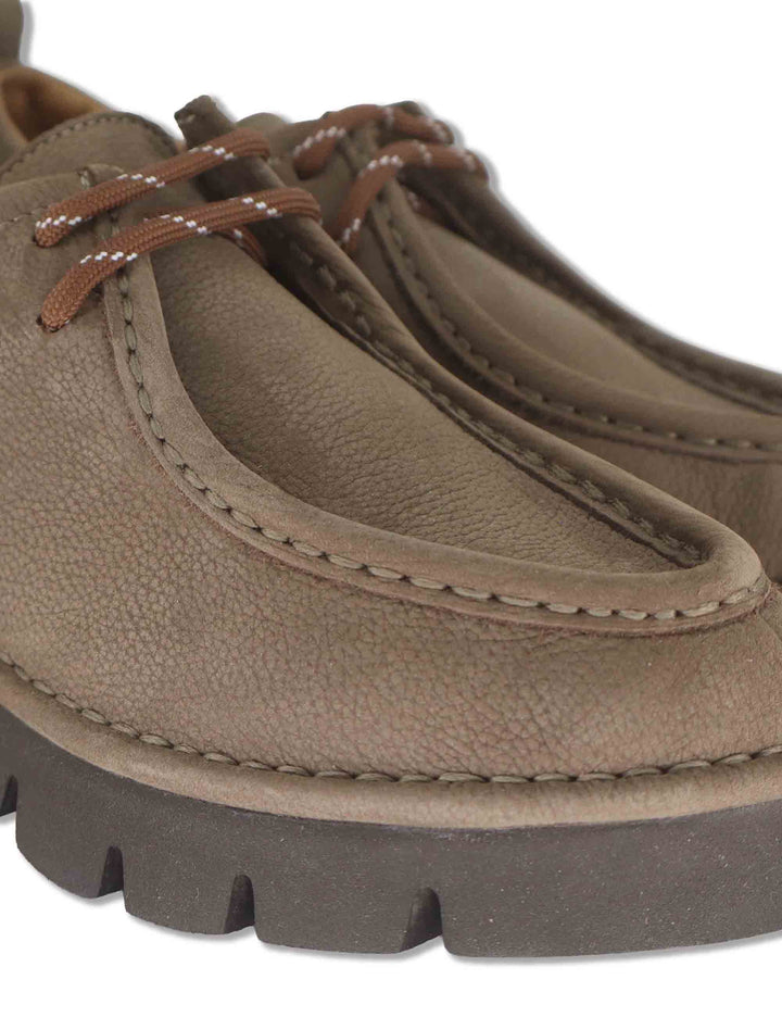 Stringate donna in nabuk taupe con vaschettone cucito e suola alta in gomma SP70752 012 Spatarella 