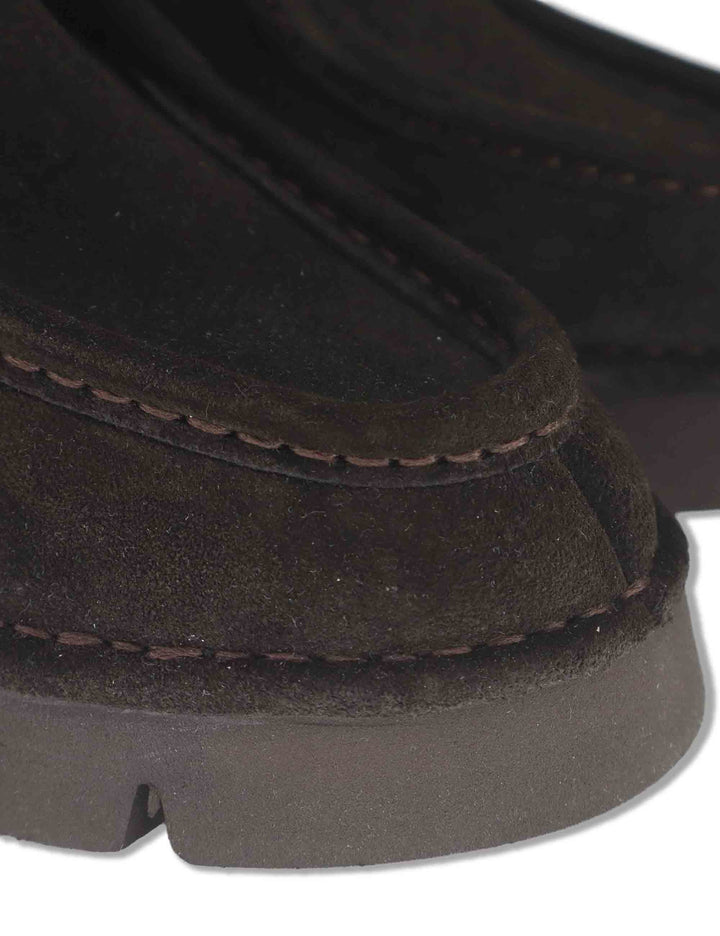 Stringate donna in nabuk marrone con vaschettone cucito e suola alta in gomma SP70752 014 Spatarella 