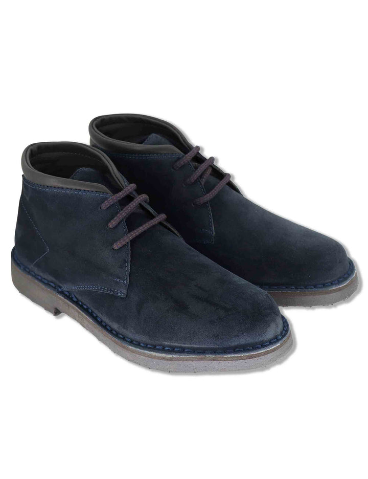 Stivaletto chukka uomo in camoscio blu con suola in gomma SPBA2001 002 Spatarella 