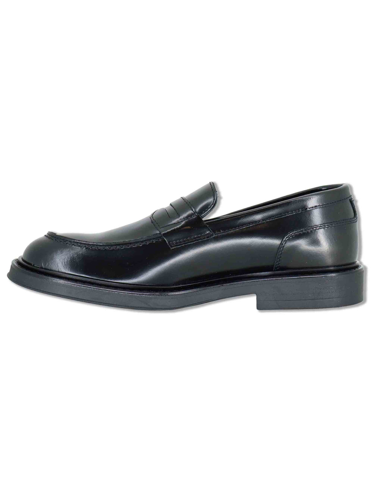 Mocassini uomo in pelle nera con vaschetta cucita e punta affusolata SPDU8010 001 Spatarella 