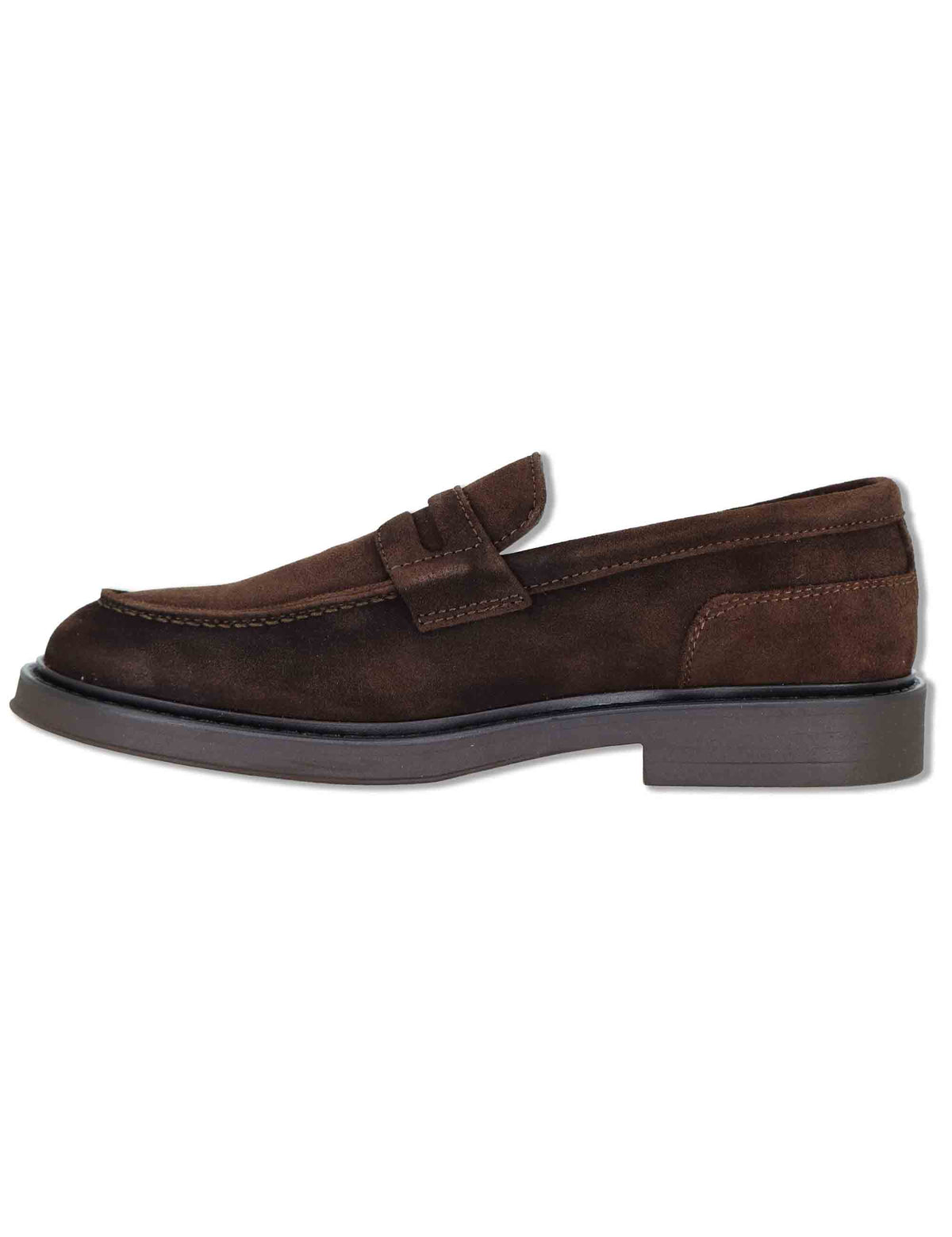 Mocassini uomo in camoscio marrone con vaschetta cucita e punta affusolata SPDU8010 014 Spatarella 