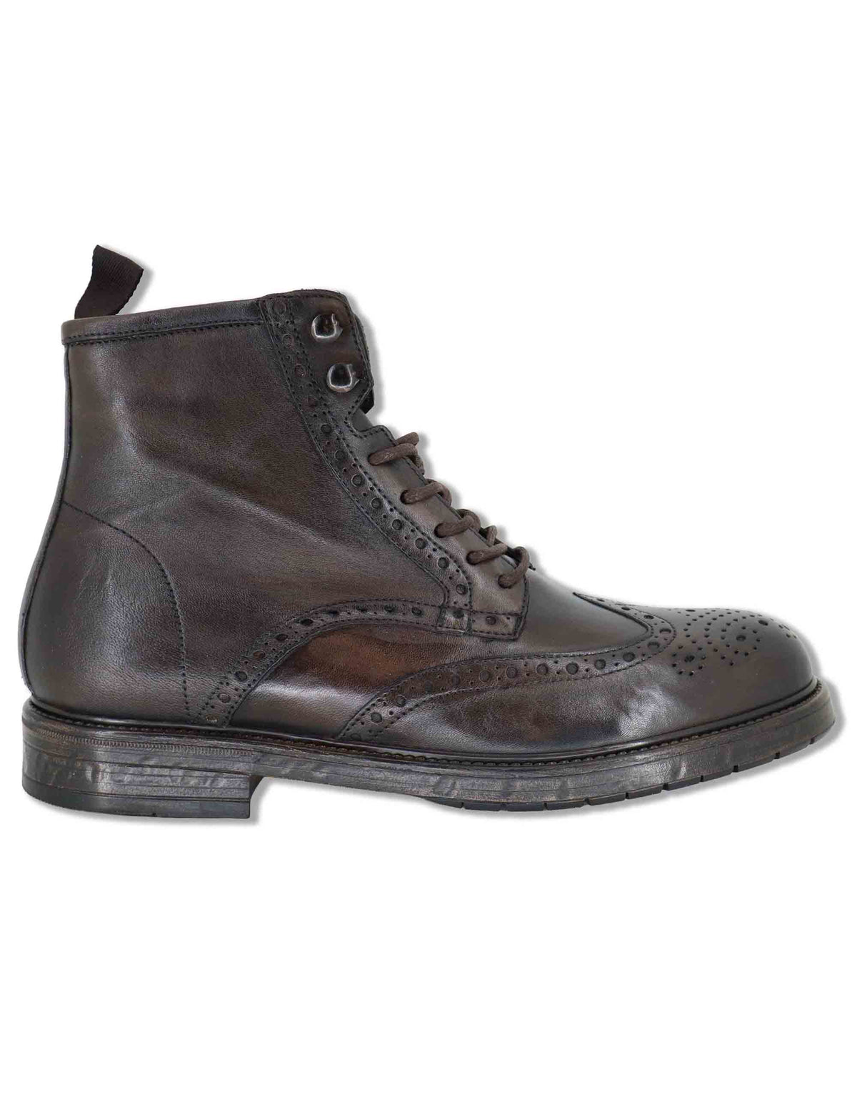 Stivaletti stringati uomo in pelle testa di moro vintage con impunture allinglese e zip interna SPGB2020 014 Spatarella 