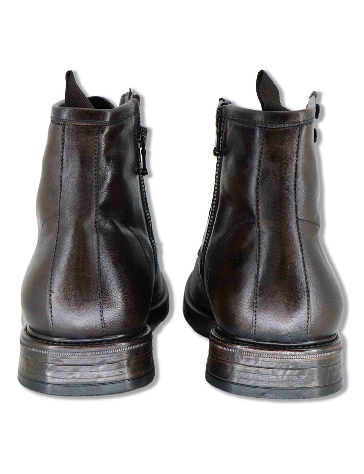 Stivaletti stringati uomo in pelle testa di moro vintage con impunture allinglese e zip interna SPGB2020 014 Spatarella 