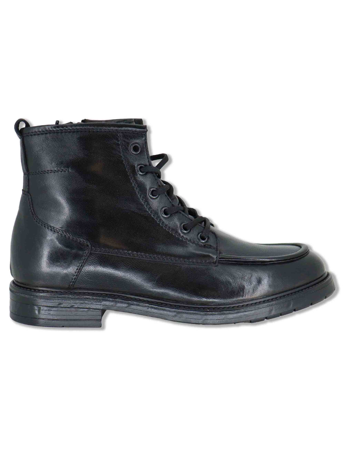 Stivaletti uomo in pelle nera con zip e suola in gomma SPGB2030 001 Spatarella 