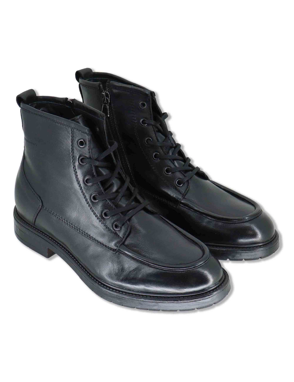 Stivaletti uomo in pelle nera con zip e suola in gomma SPGB2030 001 Spatarella 