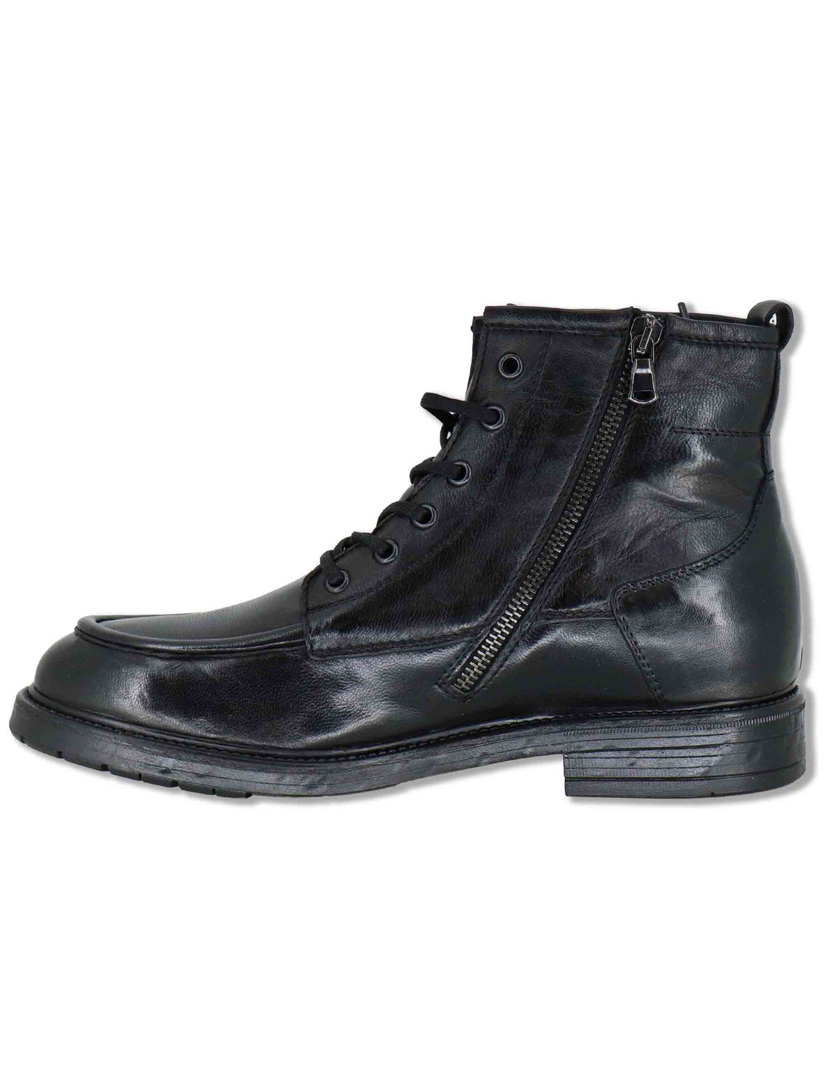 Stivaletti uomo in pelle nera con zip e suola in gomma SPGB2030 001 Spatarella 