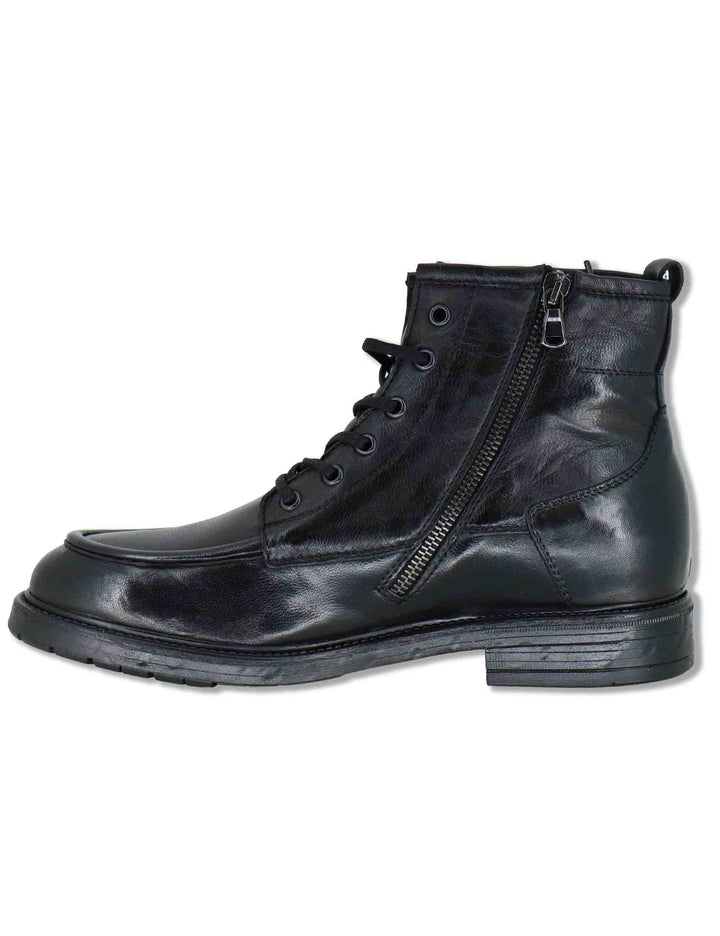 Stivaletti uomo in pelle nera con zip e suola in gomma SPGB2030 001 Spatarella 