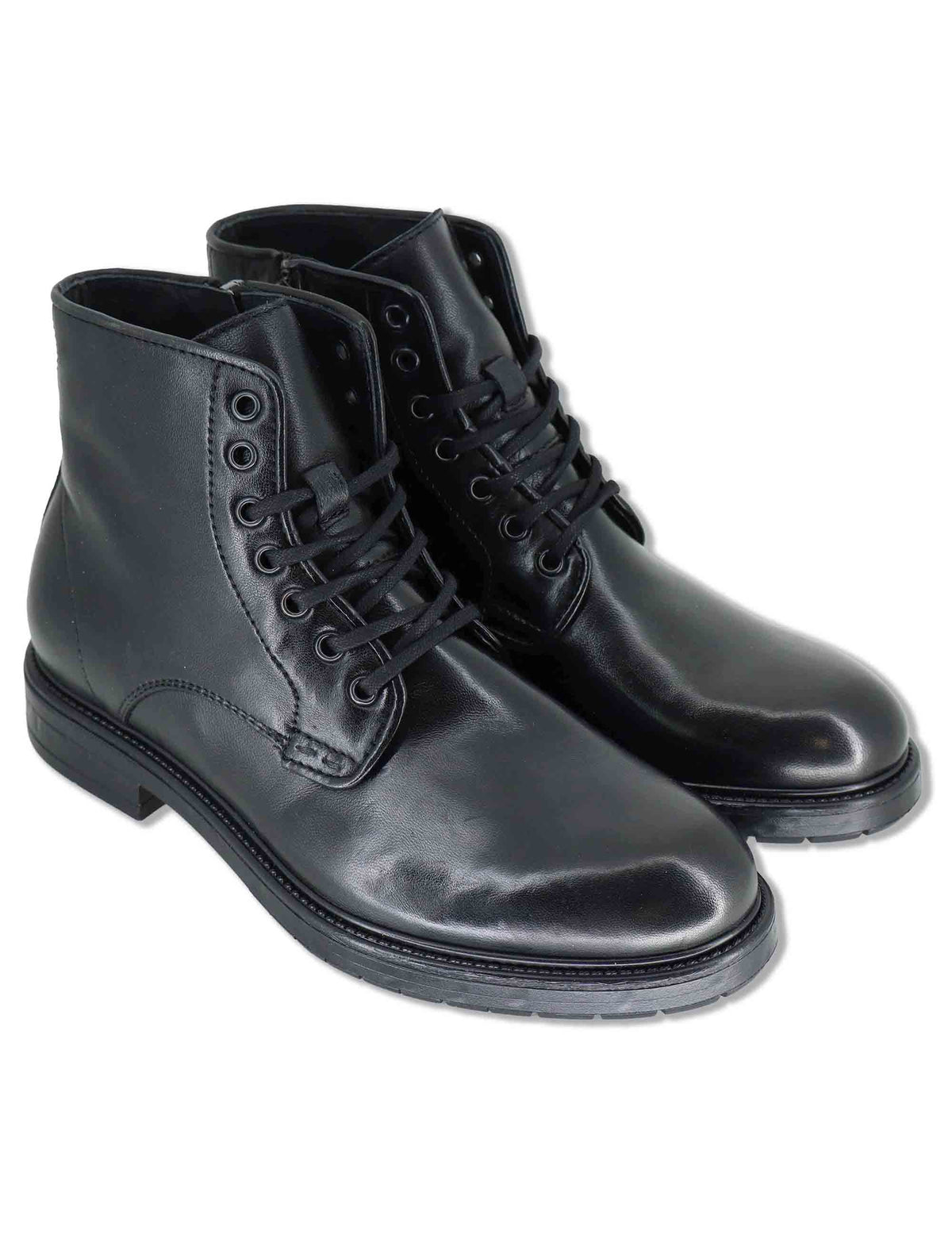 Stivaletto uomo in pelle nera effetto vintage con suola in gomma SPGB2050 001 Spatarella 