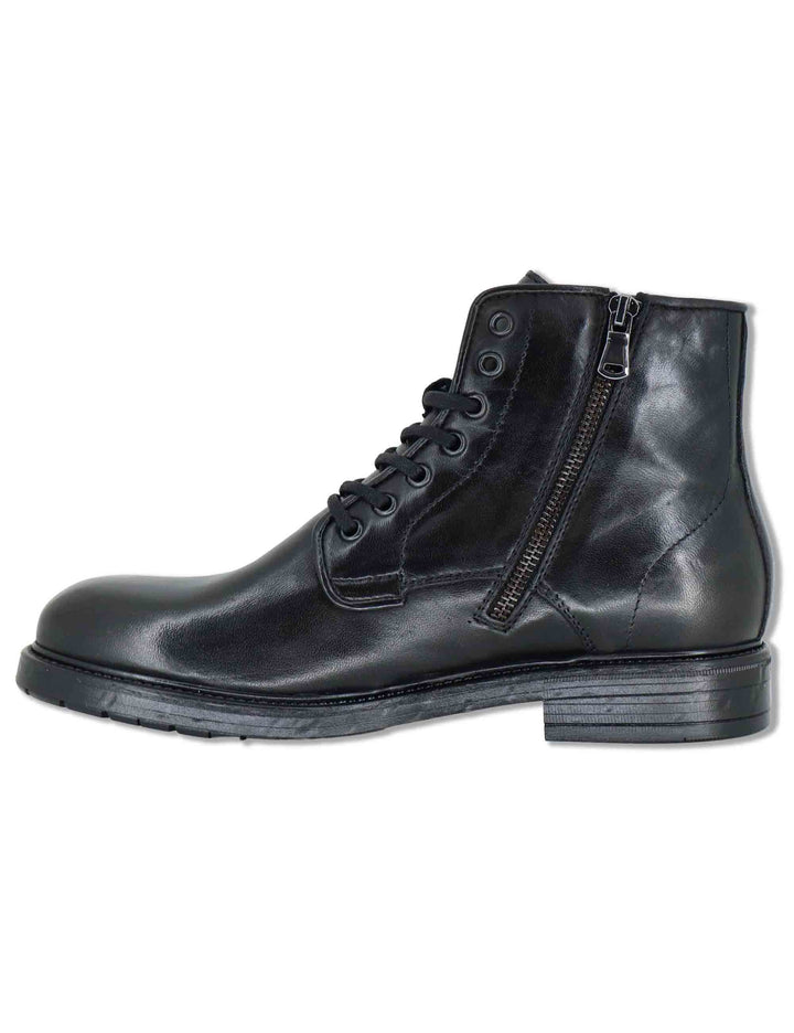 Stivaletto uomo in pelle nera effetto vintage con suola in gomma SPGB2050 001 Spatarella 