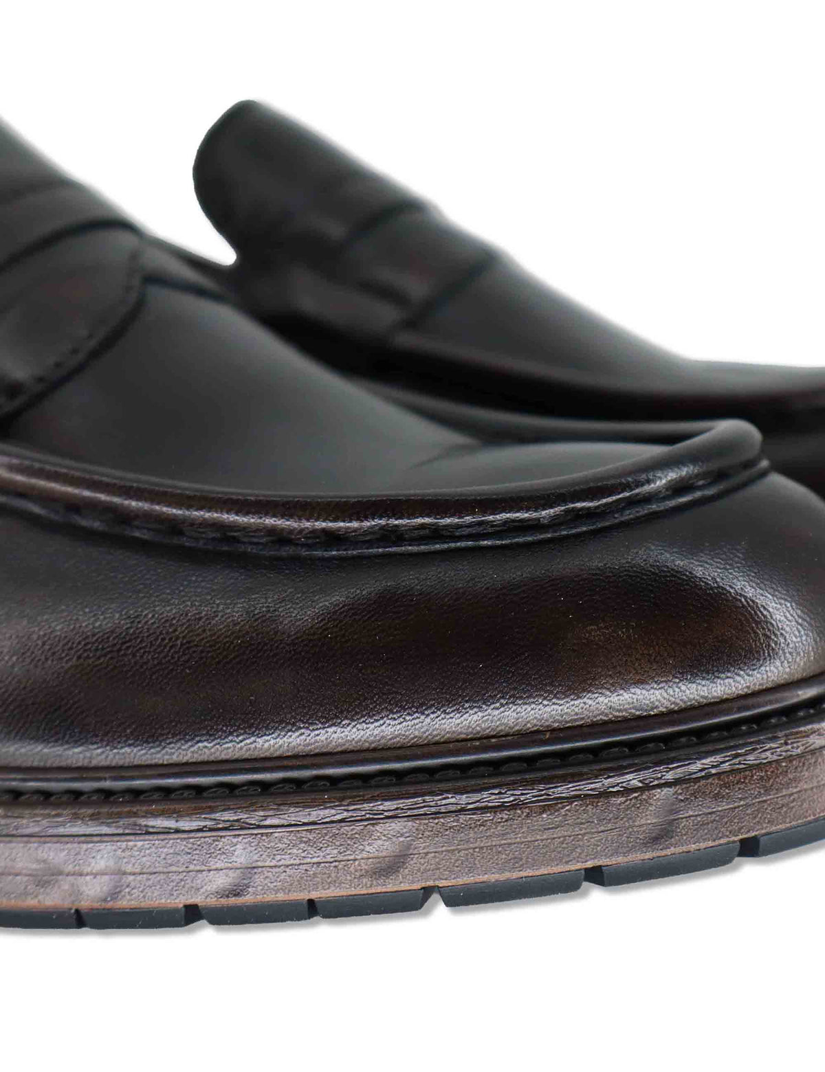 Mocassino penny loafer uomo in pelle nera con suola in gomma SPGB2070 001 Spatarella 