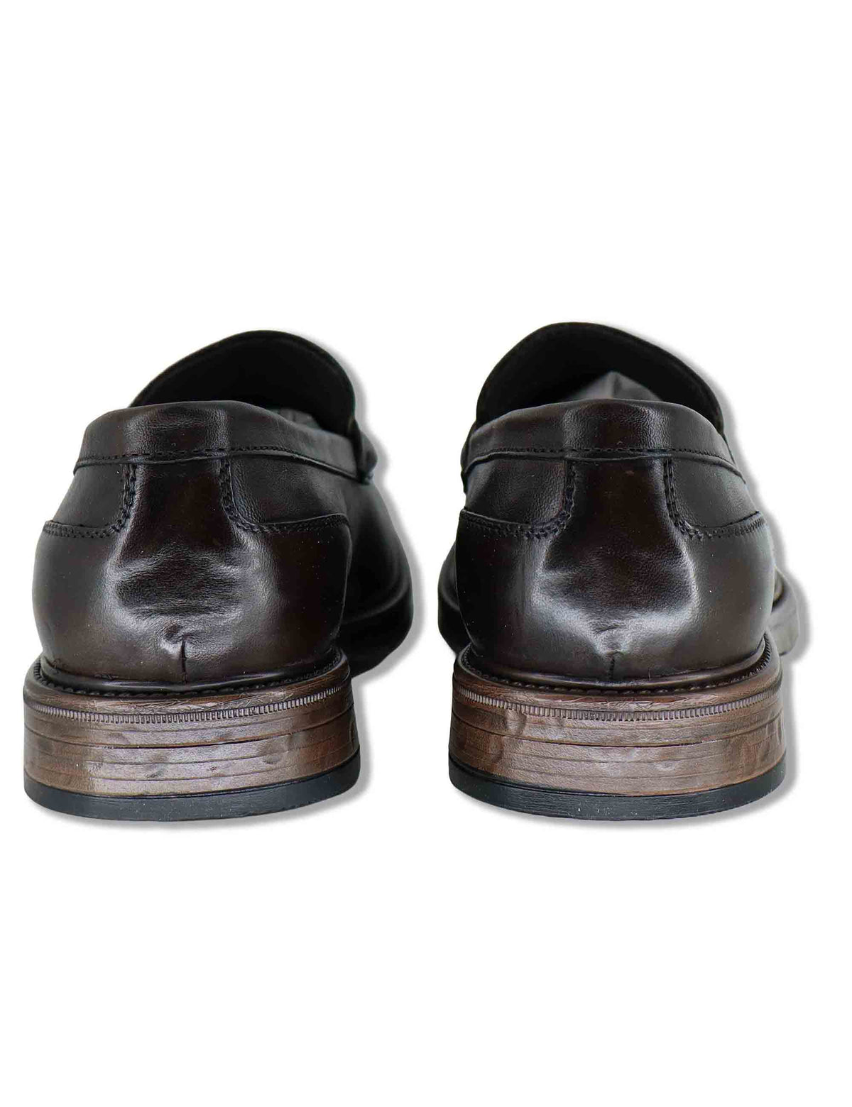 Mocassino penny loafer uomo in pelle nera con suola in gomma SPGB2070 001 Spatarella 