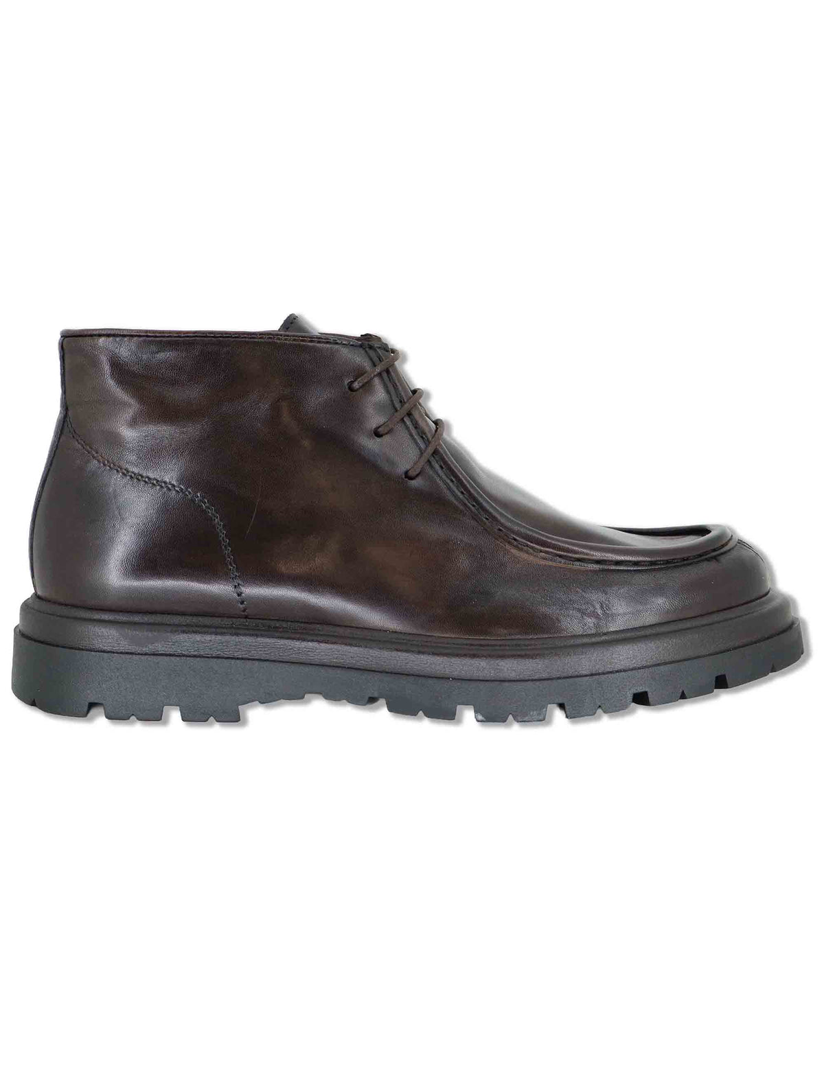 Stivaletti stringati uomo in pelle testa di moro vintage con vaschettone cucito e punta tonda SPKM40 014 Spatarella 