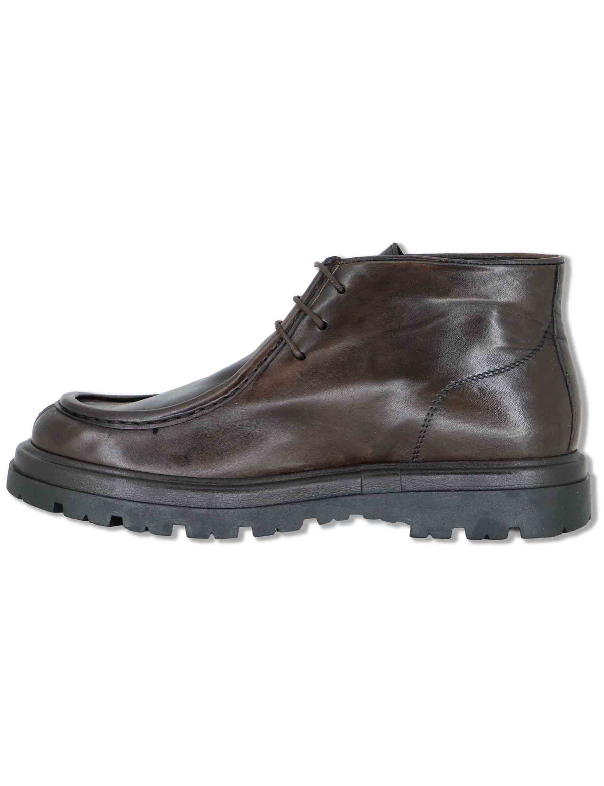 Stivaletti stringati uomo in pelle testa di moro vintage con vaschettone cucito e punta tonda SPKM40 014 Spatarella 