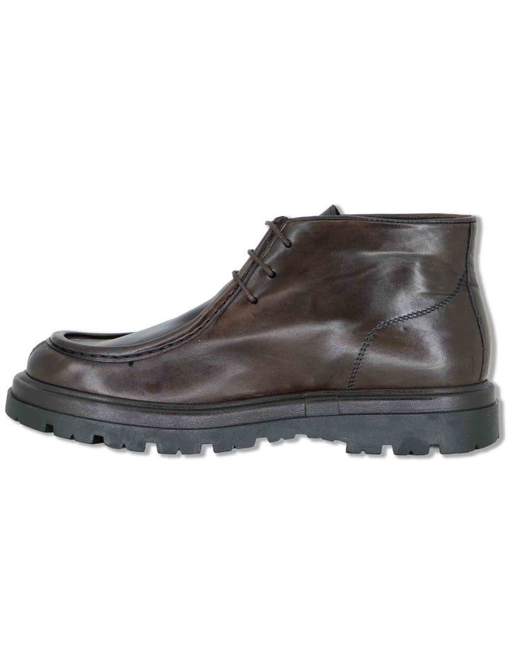 Stivaletti stringati uomo in pelle testa di moro vintage con vaschettone cucito e punta tonda SPKM40 014 Spatarella 