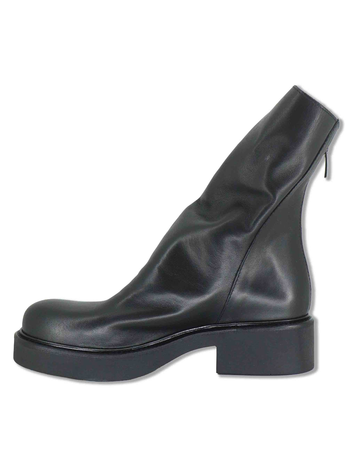 Stivaletti donna in pelle nera vintage con zip posteriore e punta tonda SPNU05 001 Spatarella 