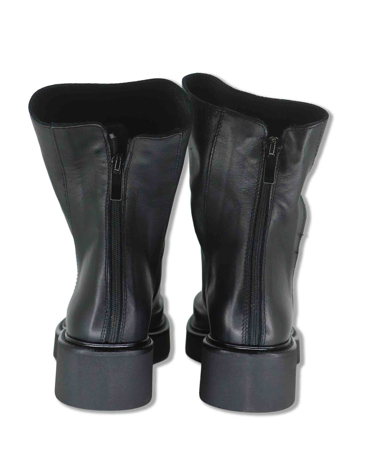 Stivaletti donna in pelle nera vintage con zip posteriore e punta tonda SPNU05 001 Spatarella 