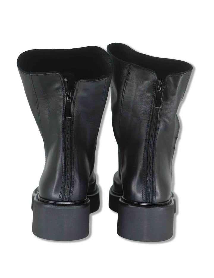Stivaletti donna in pelle nera vintage con zip posteriore e punta tonda SPNU05 001 Spatarella 