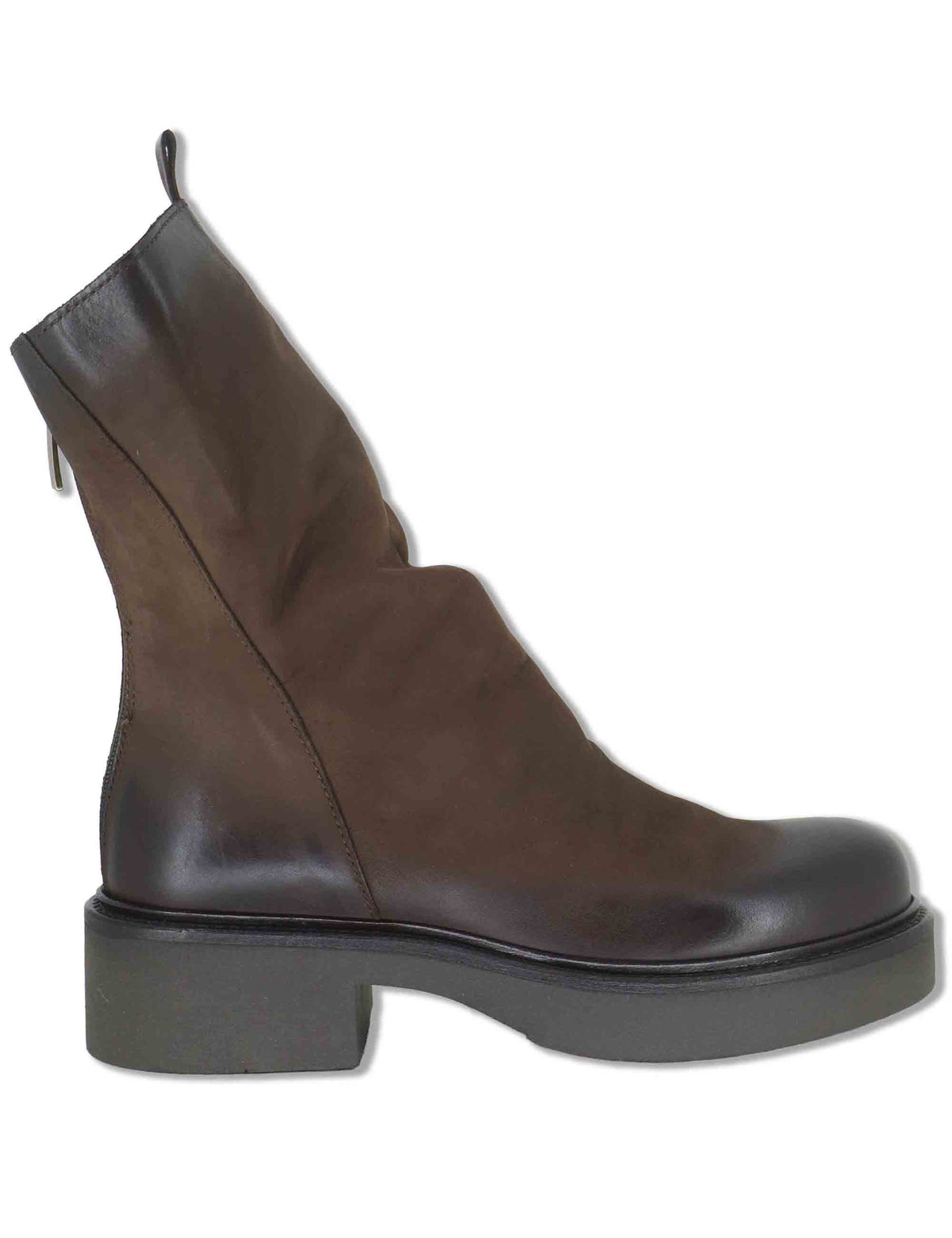 Stivaletti donna in pelle testa di moro vintage con zip posteriore e punta tonda SPNU05 014 Spatarella 