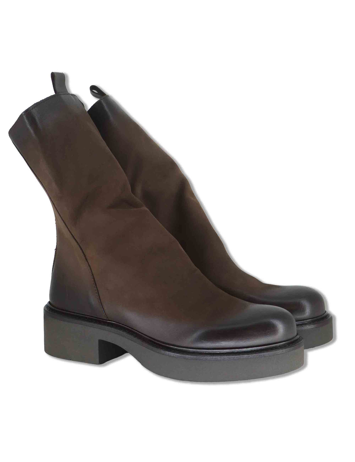 Stivaletti donna in pelle testa di moro vintage con zip posteriore e punta tonda SPNU05 014 Spatarella 