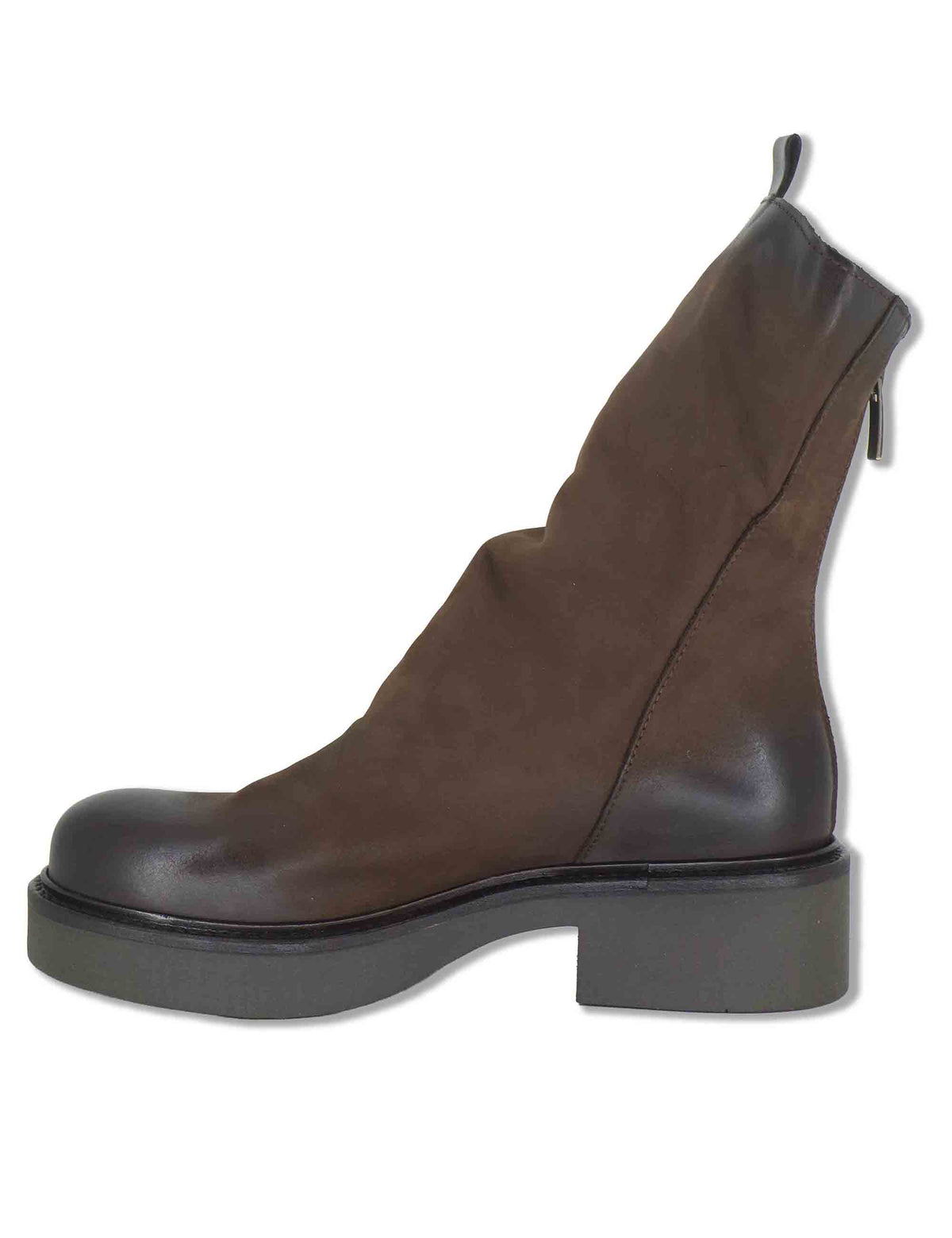 Stivaletti donna in pelle testa di moro vintage con zip posteriore e punta tonda SPNU05 014 Spatarella 