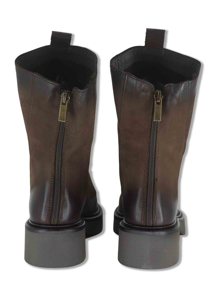 Stivaletti donna in pelle testa di moro vintage con zip posteriore e punta tonda SPNU05 014 Spatarella 