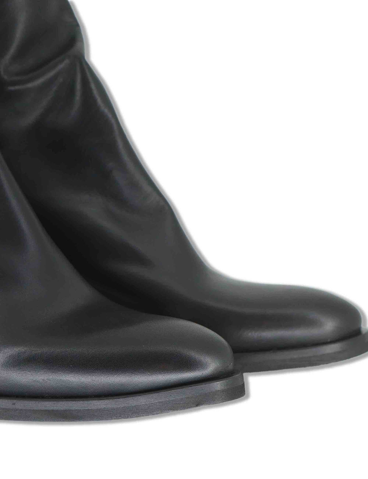 Stivaletti donna in pelle nera con zip posteriore tacco in cuoio e punta larga SPTC2177 001 Spatarella 